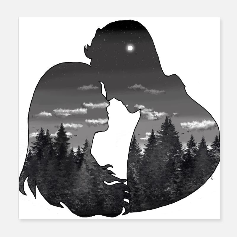 Seelenverwandter in der Landschaft Poster 20x20 cm