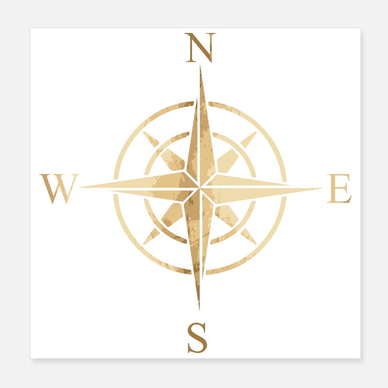 Kompas retro tatovering design udendørs elsker gift Poster 20x20 cm