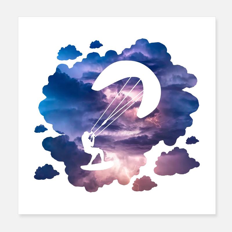 Double Exposure Kite Surfing Abenteuer Geschenk Poster 20x20 cm