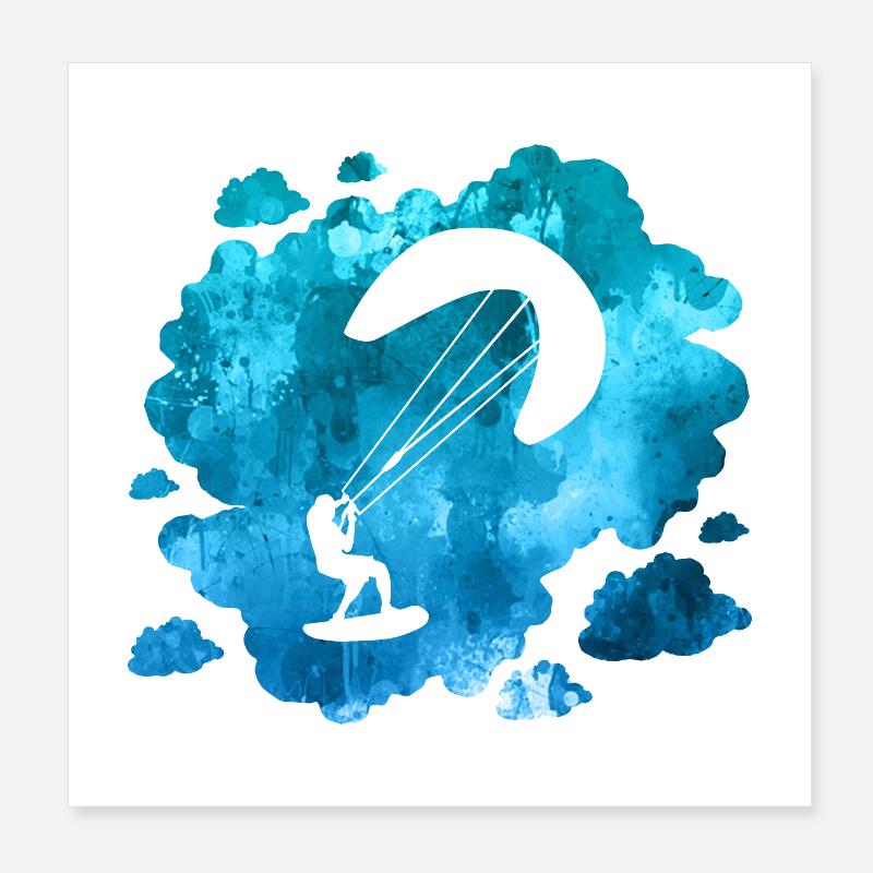 Cadeau rétro de kite surf à double exposition Poster 20 x 20 cm