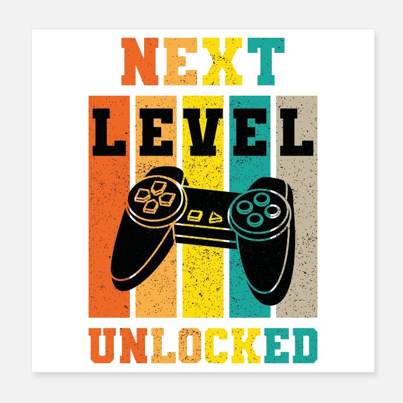 NEXT LEVEL UNLOCKED Gamer Poster 20x20 cm