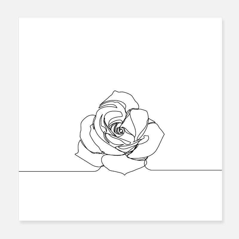 Rose eine Strichzeichnung Poster 20x20 cm