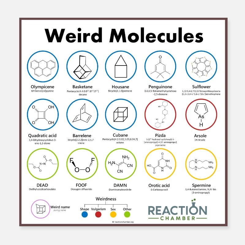 Funny molecules in chemistry Poster 8" x 8" (20x20 cm)