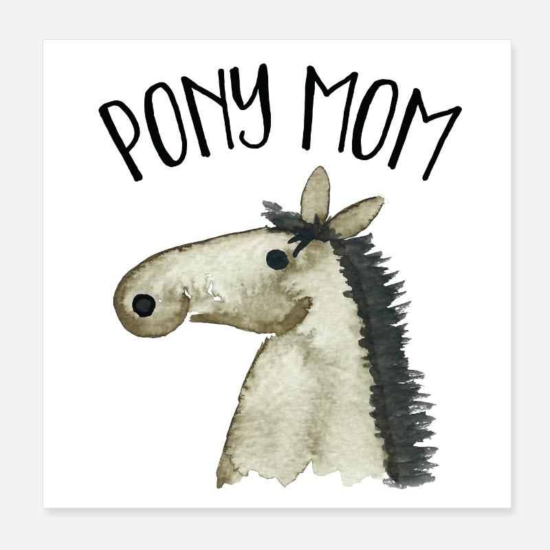 Pony Mom grau-braunes Pony Poster 20x20 cm