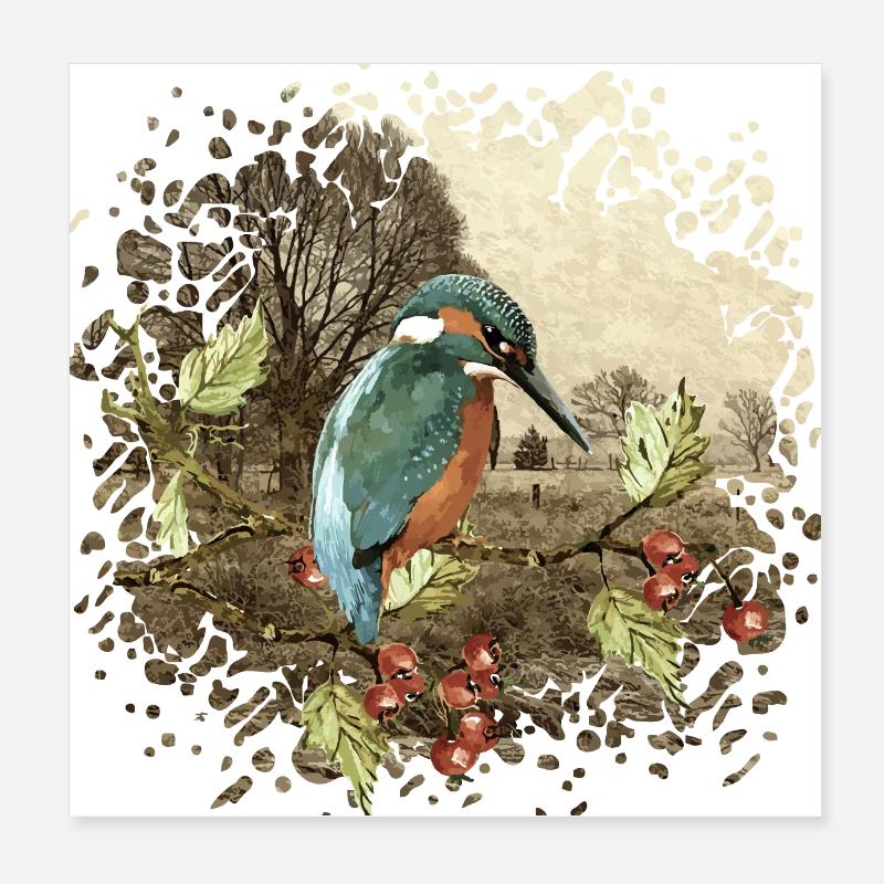 Bunter Vogel Poster 20x20 cm