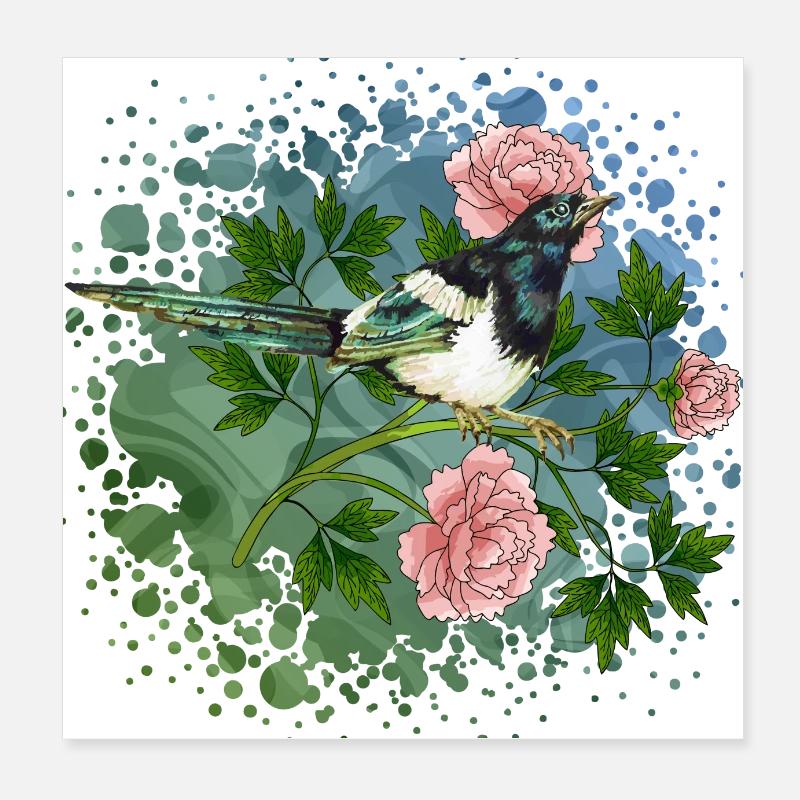 Bunte Vogel Poster 20x20 cm