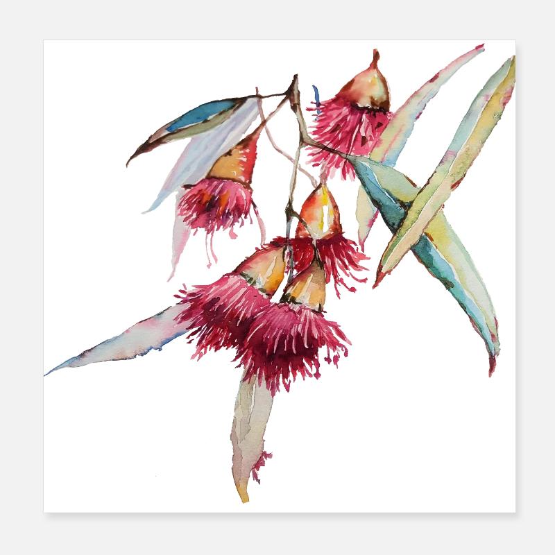 Eucalyptus - hand-drawn watercolor Poster 8" x 8" (20x20 cm)