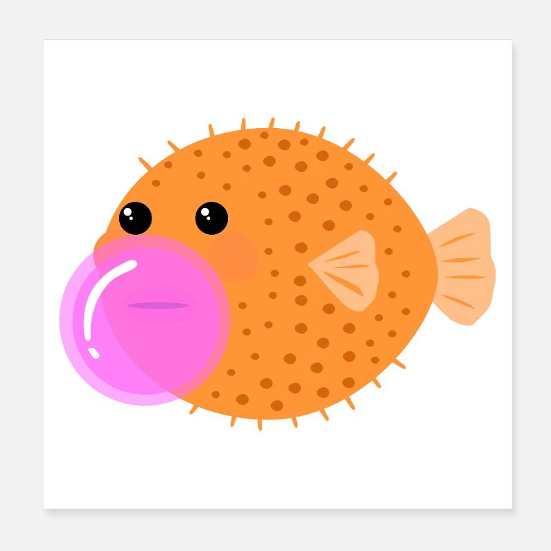 Kugelfisch Kaugummi Kinder lustige Geschenkidee Poster 20x20 cm