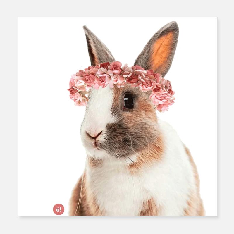 Rabbit - Poster 8" x 8" (20x20 cm) - white