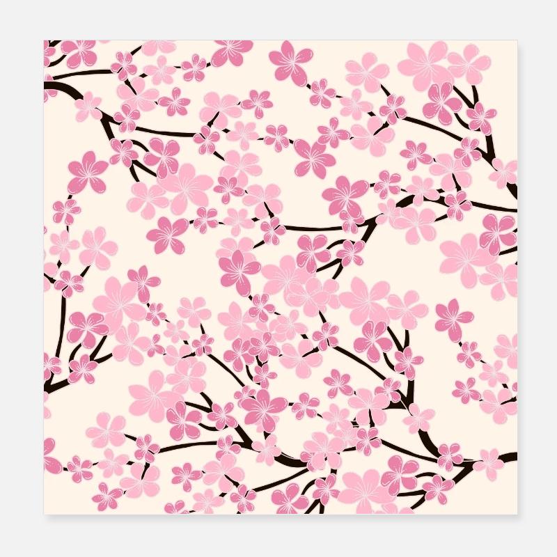 Rosa Kirschblüte Muster - Sakura Poster 20x20 cm