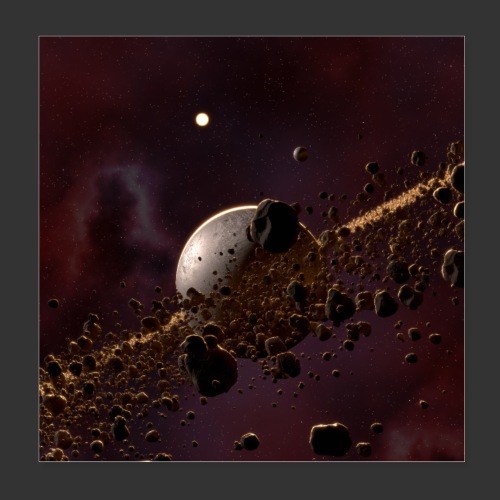 Asteroid Belt Sci-Fi Fantasy Rendering Image - Plakat o wymiarach 20 x 20 cm