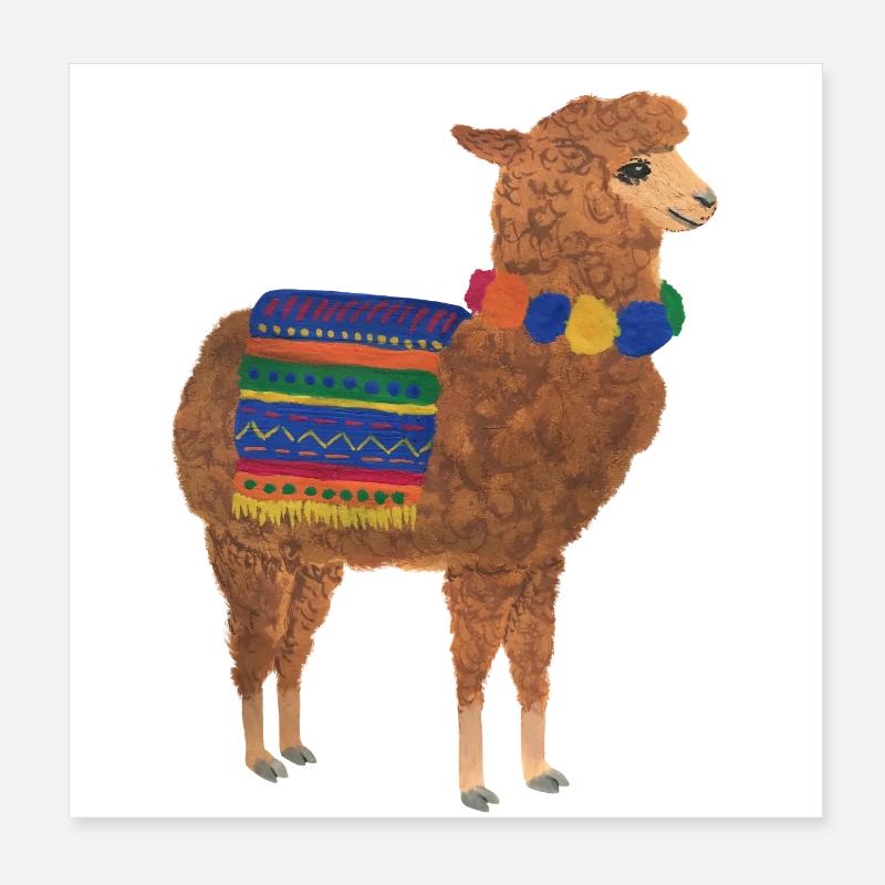 Lama Alpaga Vicuna Guanaco Pérou Andes Poster 20 x 20 cm