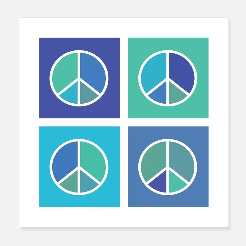 Peace sign Blue Poster 8" x 8" (20x20 cm)