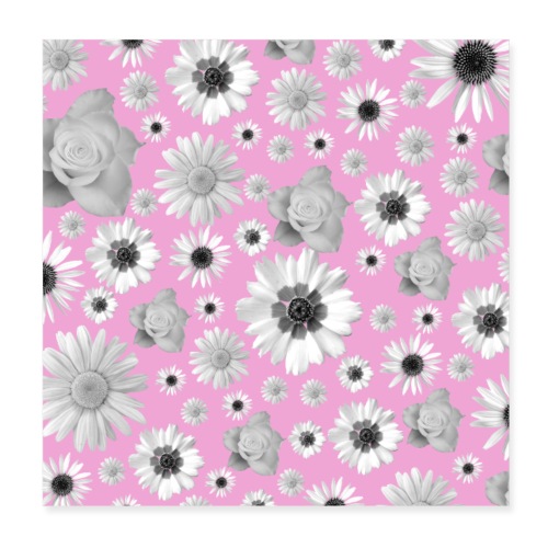 Blumen, Blume, Blüten, floral, Blumenranke, pink - Poster 20x20 cm