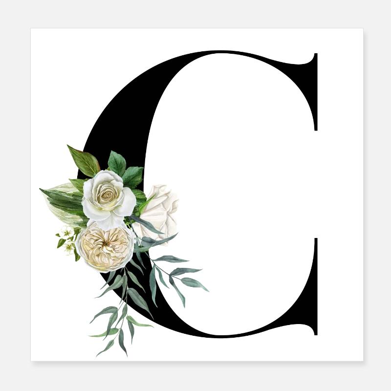 C flowery letter Poster 8" x 8" (20x20 cm)