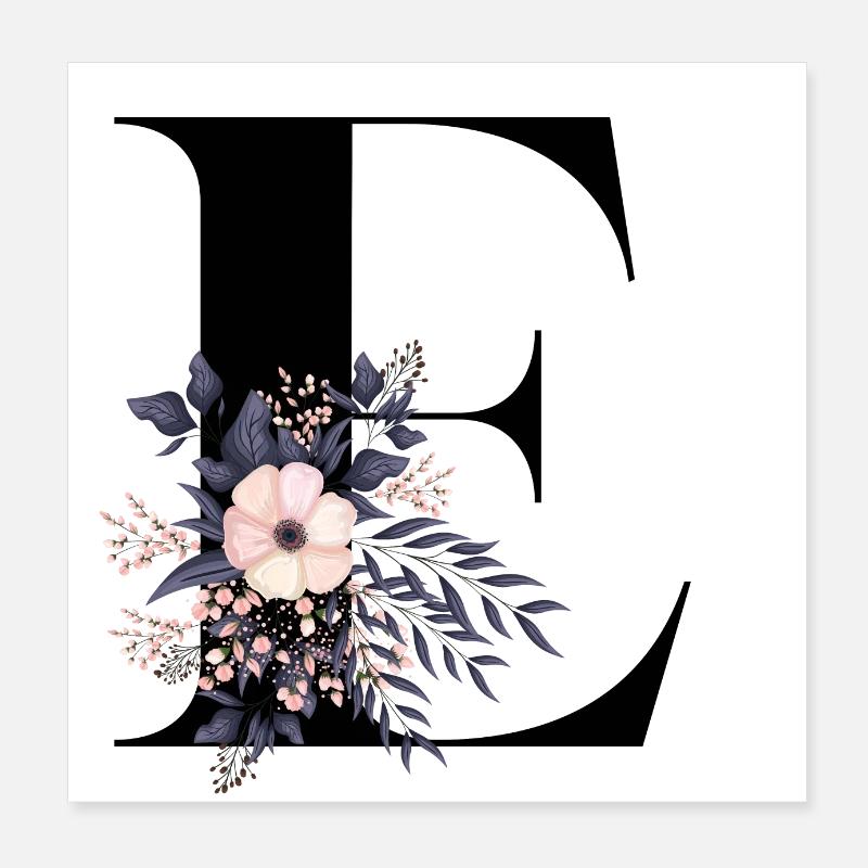 lettre E fleuris Poster 20 x 20 cm