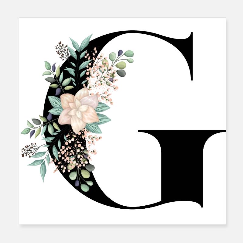 lettre G fleuris Poster 20 x 20 cm