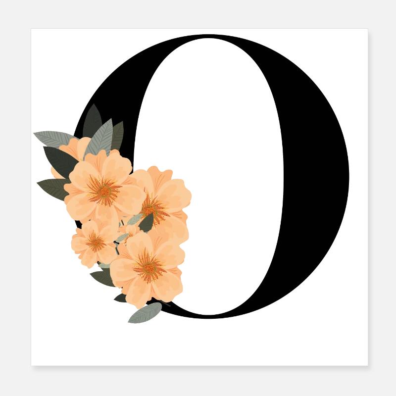 Buchstabe o blühen Poster 20x20 cm