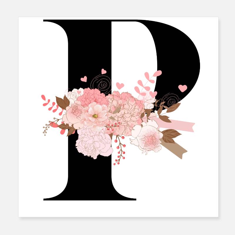 Buchstabe P blühend Poster 20x20 cm