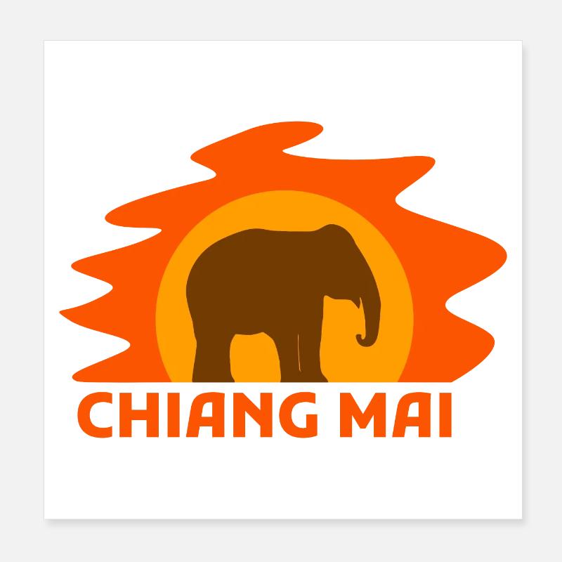 Thaïlande Chiang Mai Éléphant Drôle d’idée cadeau Poster 20 x 20 cm
