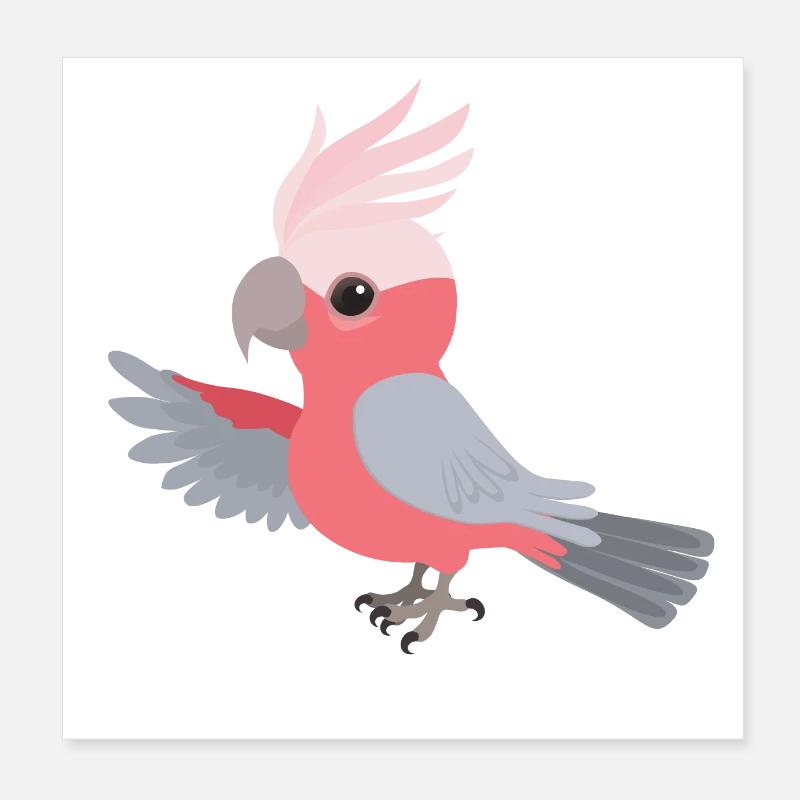 Lustige rosa Kakadu Poster 20x20 cm