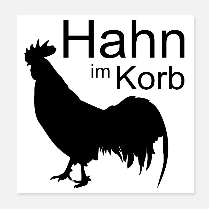 Hahn im Korb Poster 20x20 cm