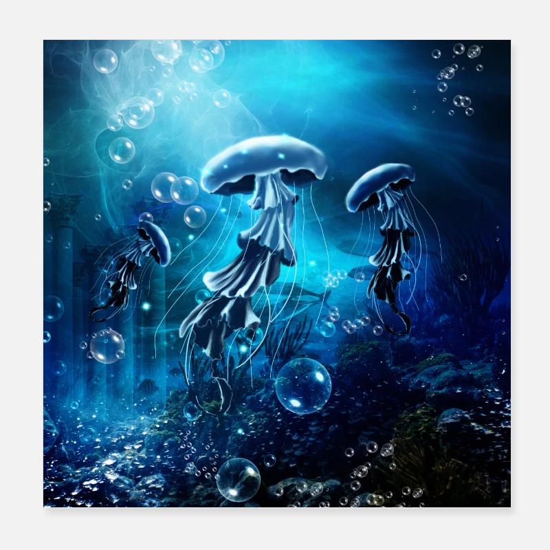 Wonderful jellyfish Poster 8" x 8" (20x20 cm)