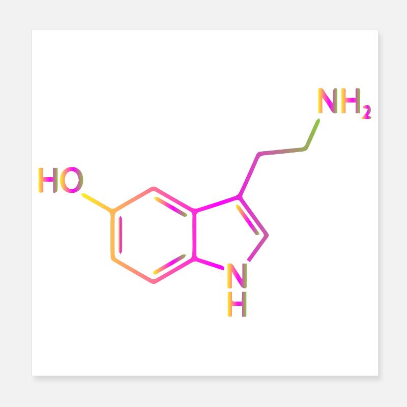 Serotonin Molekül Chemie Glück Geschenkidee Poster 20x20 cm