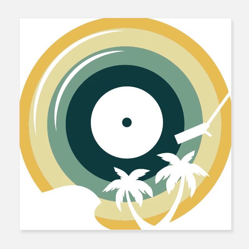 Vinyle Record Summer Sun Vibes Retro Sunset Poster 20 x 20 cm