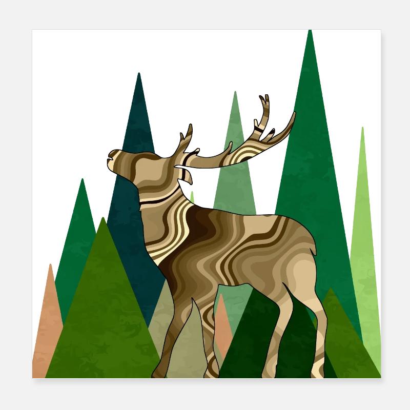 cerf Poster 20 x 20 cm