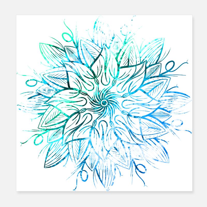 Mandala - Bleu Poster 20 x 20 cm