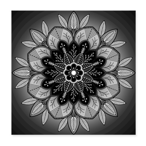 Mandala magnifique en Noir et Blanc - Poster 20 x 20 cm