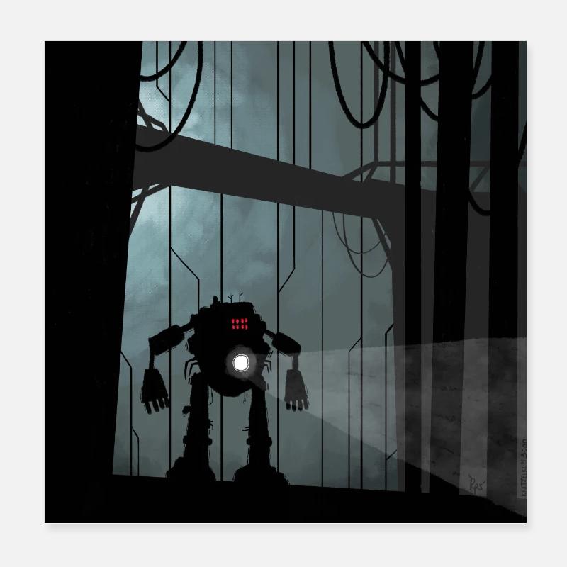 Robot - Poster 20 x 20 cm - blanc