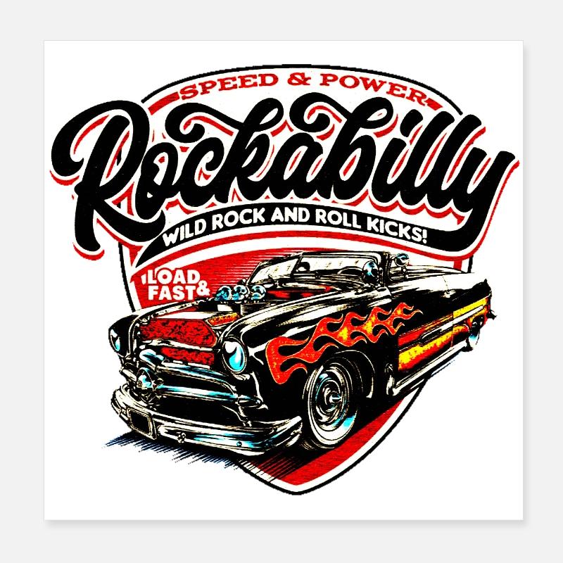 ROCKABILLY T SHIRT Poster 8" x 8" (20x20 cm)