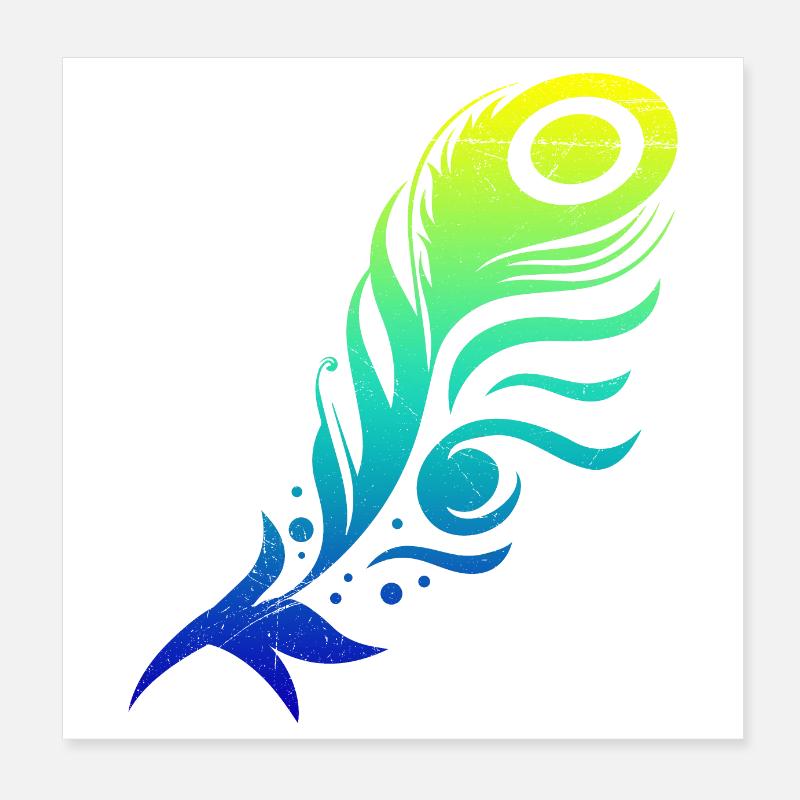 Peacock Feather Feather Tribal Tattoo Gift Idea Poster 8" x 8" (20x20 cm)