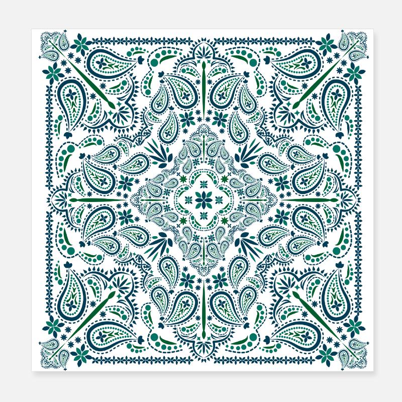 Paisley Pattern - Mandala, Mosaic, Flower Print Poster 8" x 8" (20x20 cm)