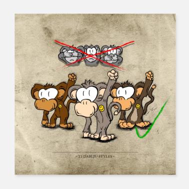 Les singes de la contestation Poster 20 x 20 cm