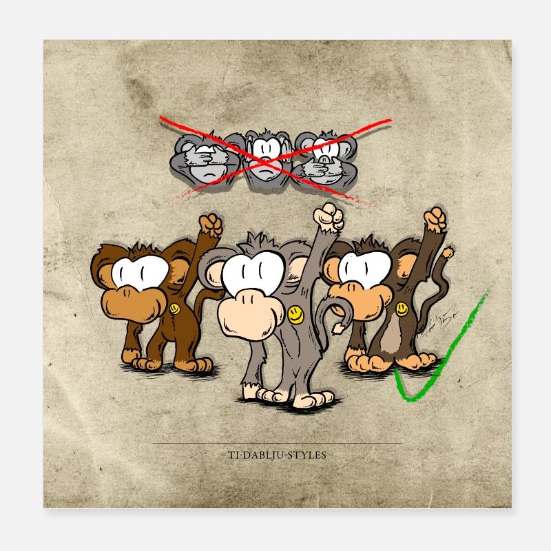 Les singes de la contestation Poster 20 x 20 cm