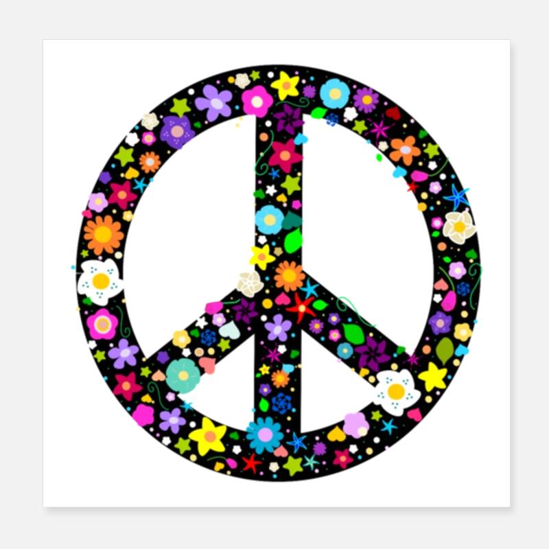 Peace Flowers Poster 8" x 8" (20x20 cm)