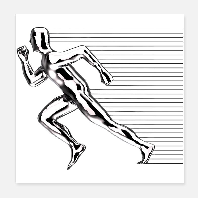 Le coureur - Poster 20 x 20 cm - blanc