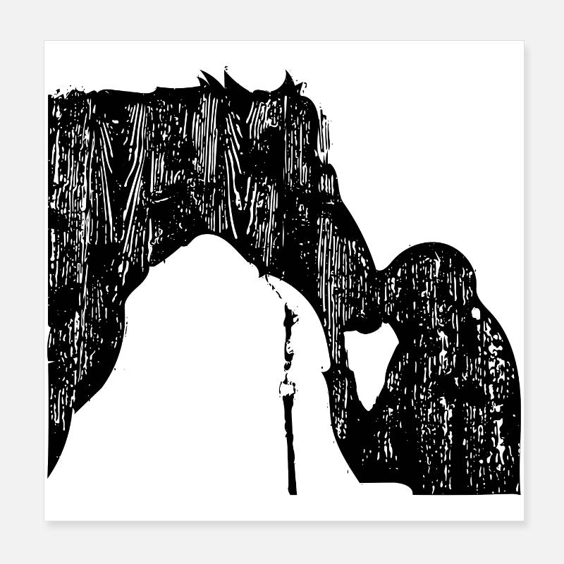 Hest med kvinde i vintage design - Poster 20x20 cm - hvid