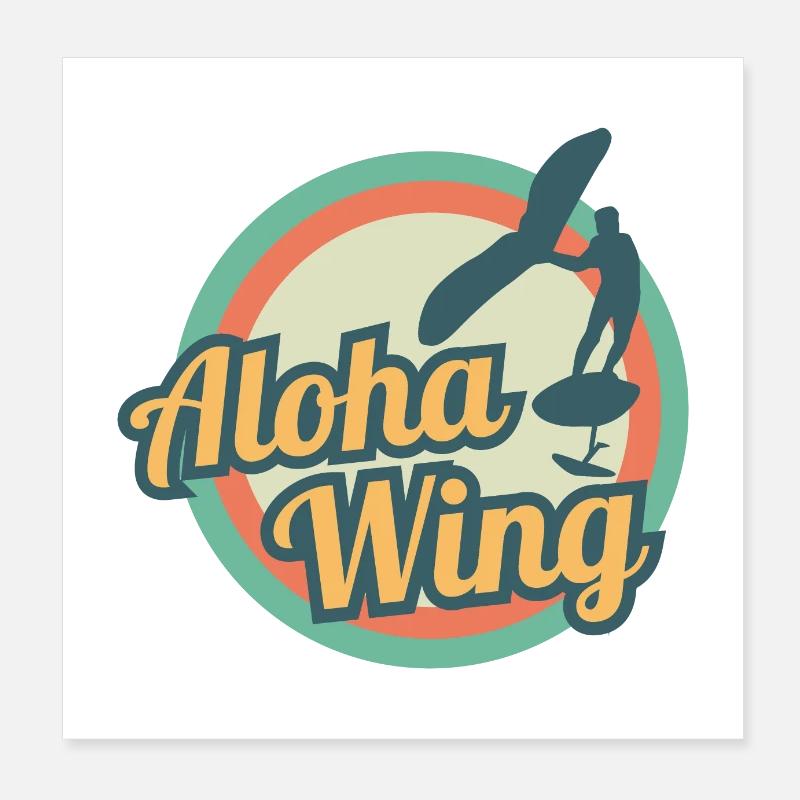 Wing Foiling Aloha Wing Wingsurf Hawaii Geschenk Poster 20x20 cm