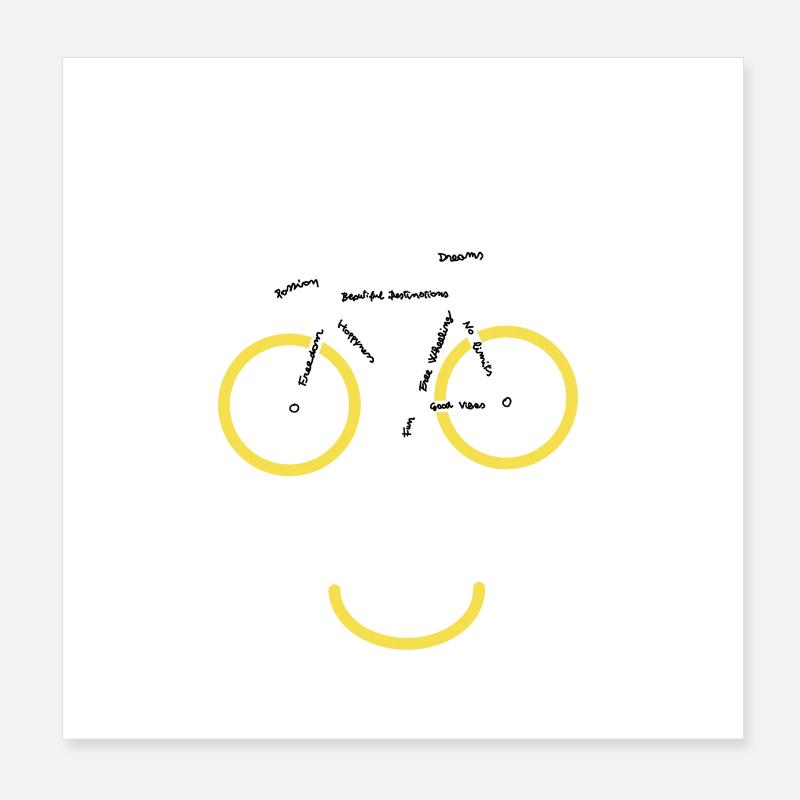 Lächeln mit einem Fahrrad - Poster 20x20 cm - Weiß