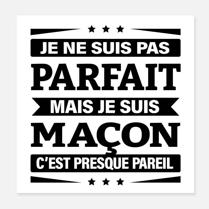 JE SUIS MAÇON Poster 20 x 20 cm