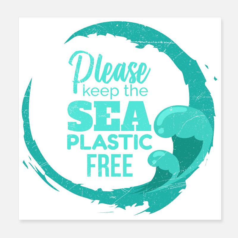 Please Keep the Sea Plastic Free Geschenkidee Poster 20x20 cm