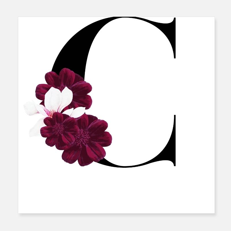 lettre C fleuris Poster 20 x 20 cm