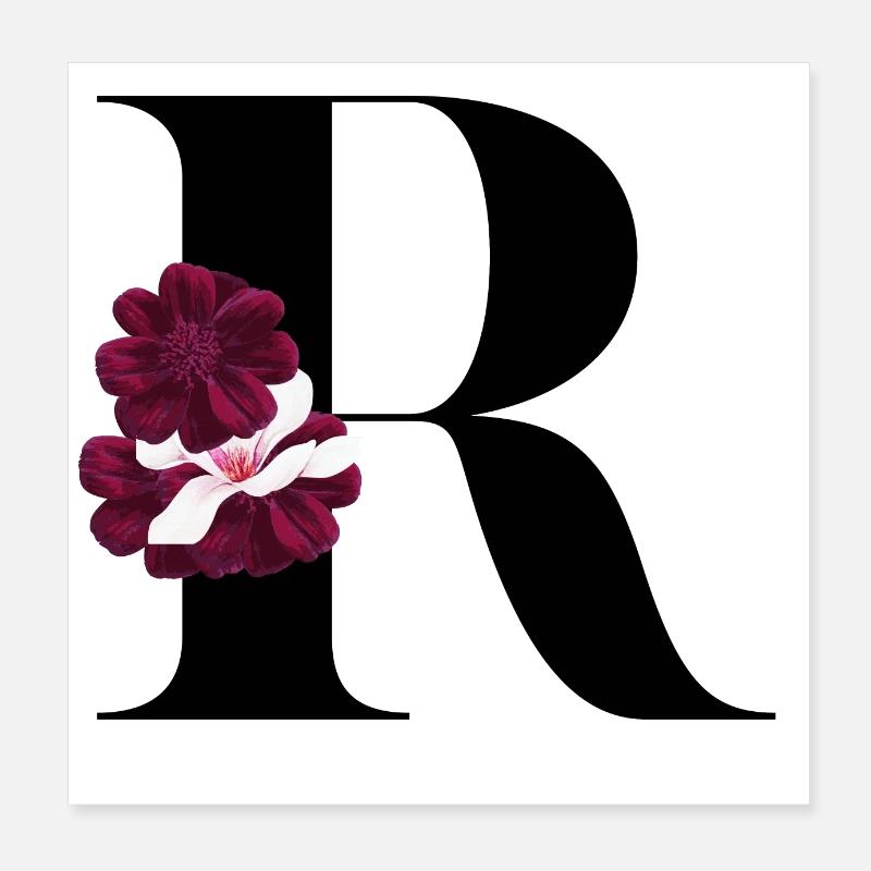 Buchstabe R blühende Poster 20x20 cm