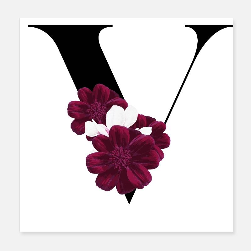 letter V flowered Poster 8" x 8" (20x20 cm)