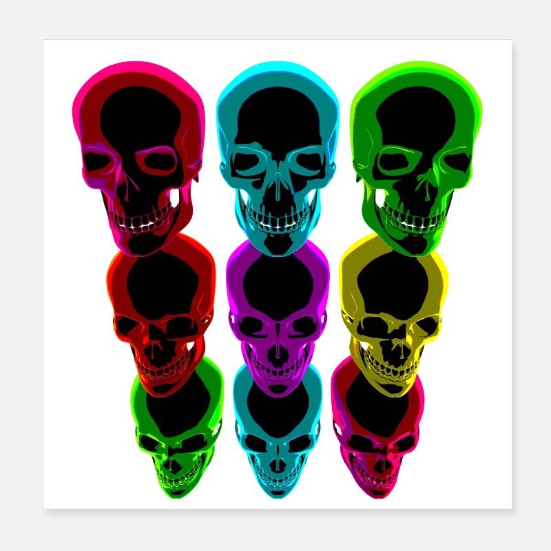 Crâne Abstrait tête de mort conception Poster 20 x 20 cm