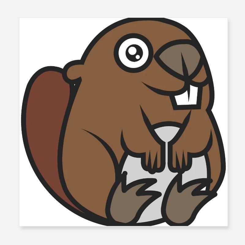 Cheerful beaver Poster 8" x 8" (20x20 cm)